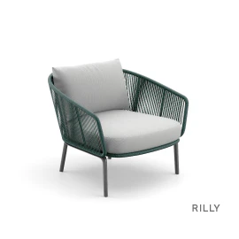 Die Dedon Rilly Kollektion besteht aus Dining und Lounge Möbel Elementen.